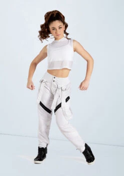 Weissman Sleeveless Cropped Mesh Hoodie -Best Dance Clothing Shop wn14540 white 68 51055.1694563057