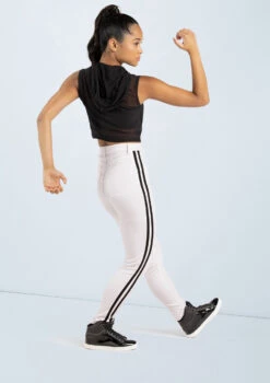 Weissman Sporty Striped Jeggings -Best Dance Clothing Shop wn14547 white 17 85707.1694563057